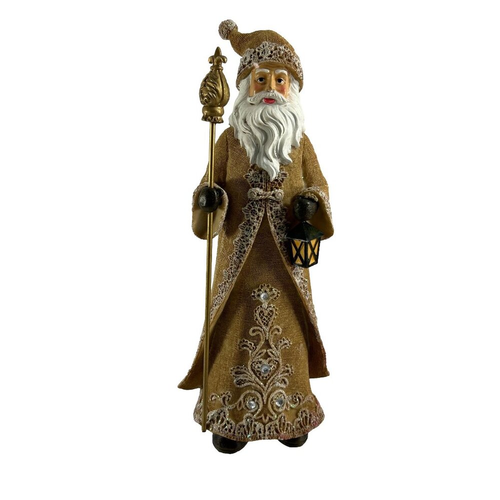 Melrose Resin Santa Claus Statue Figurine Christmas Holiday Decor Burlap FLAW